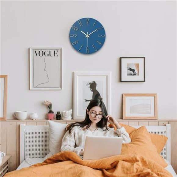 12 Inch Wall Clock Silent Non Ticking,Preciser Modern Style Decor Clock for Home - Picture 5 of 6